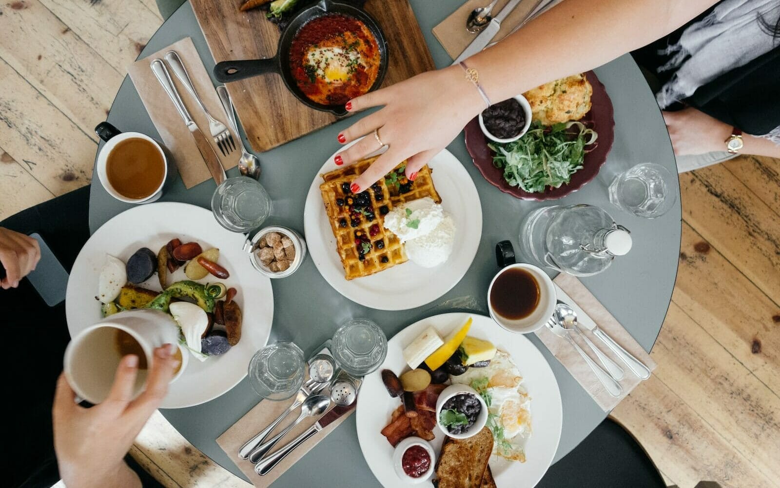 variety of foods on top of gray table
